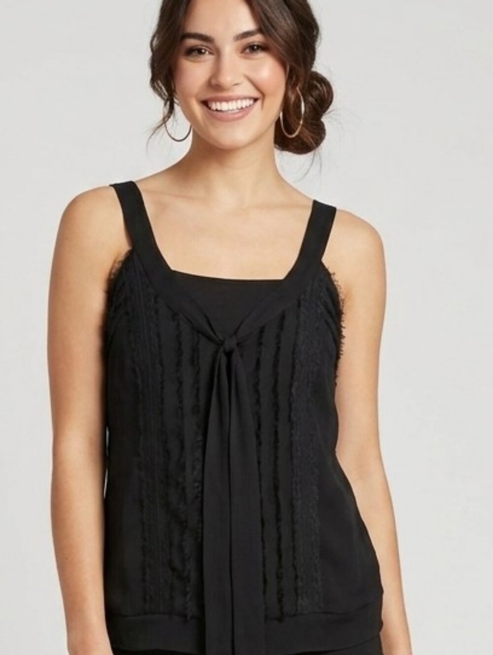 Nicole by Nicole Miller Black Tie-Front Camisole
